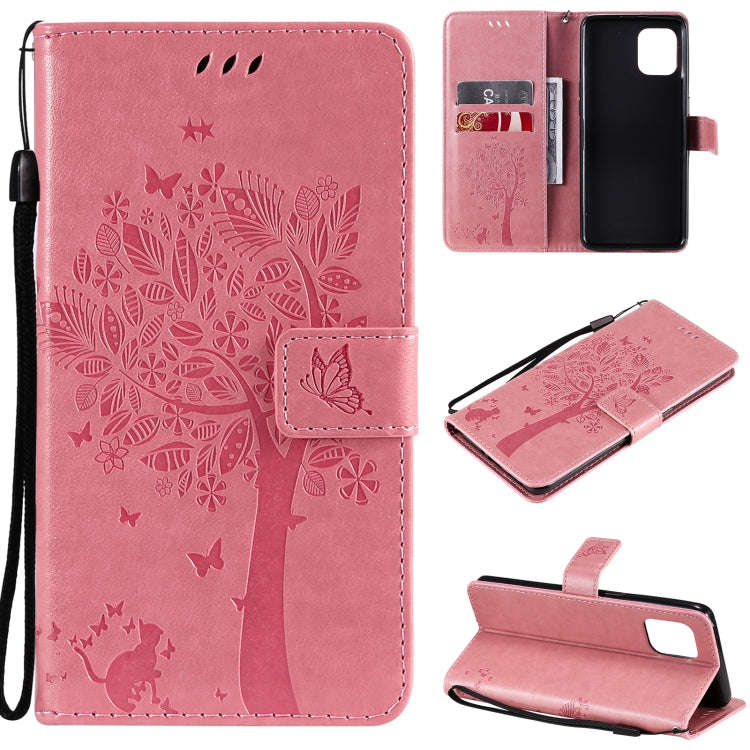 Tree & Cat Pattern Pressed Printing Horizontal Flip PU Leather Case with Holder & Card Slots & Wa...