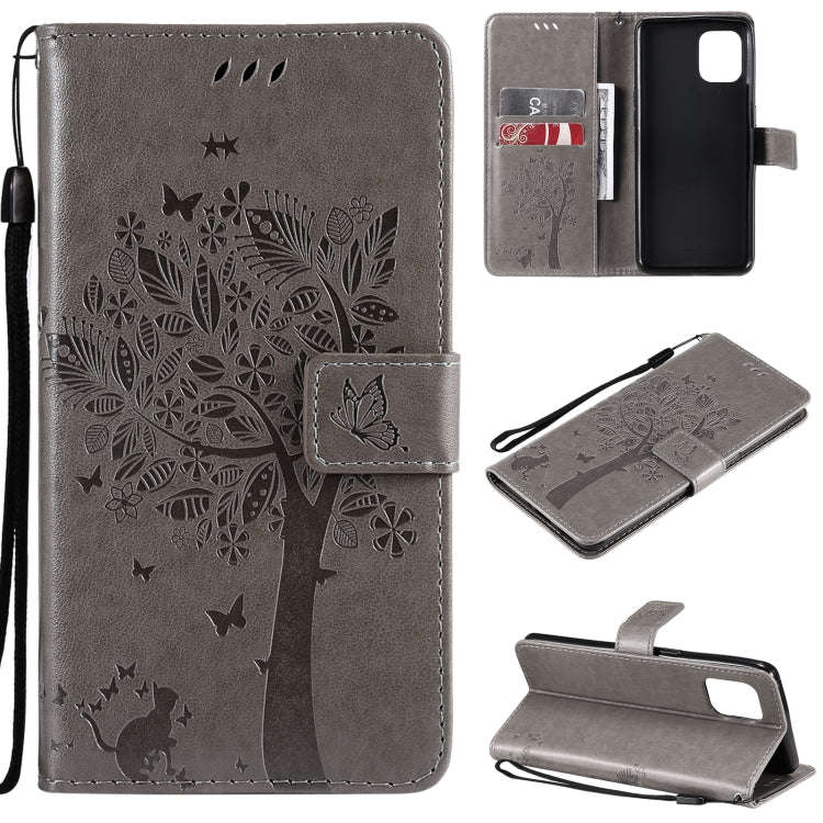 Tree & Cat Pattern Pressed Printing Horizontal Flip PU Leather Case with Holder & Card Slots & Wa...