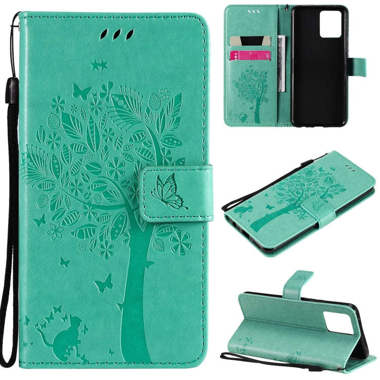 Tree & Cat Pattern Pressed Printing Horizontal Flip PU Leather Case with Holder & Card Slots & Wa...