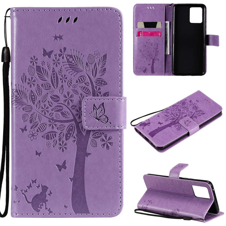 Tree & Cat Pattern Pressed Printing Horizontal Flip PU Leather Case with Holder & Card Slots & Wa...