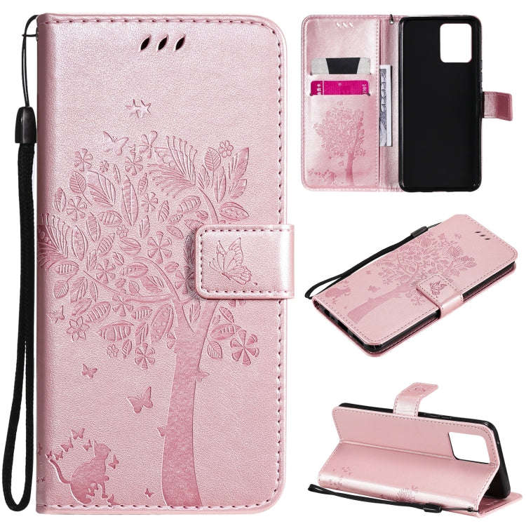 Tree & Cat Pattern Pressed Printing Horizontal Flip PU Leather Case with Holder & Card Slots & Wa...
