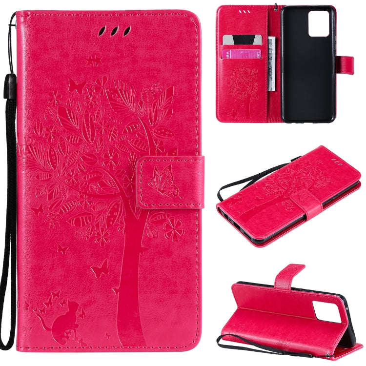 Tree & Cat Pattern Pressed Printing Horizontal Flip PU Leather Case with Holder & Card Slots & Wa...