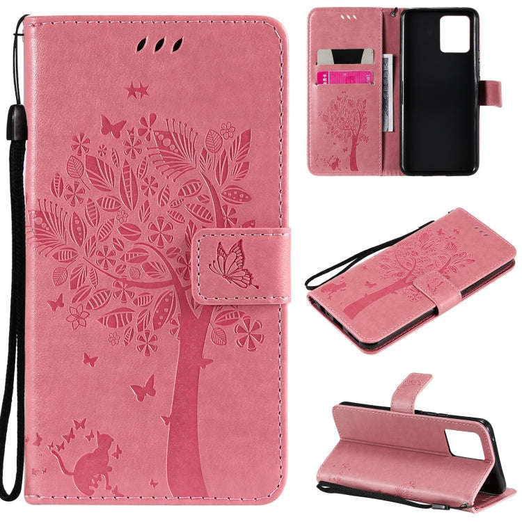 Tree & Cat Pattern Pressed Printing Horizontal Flip PU Leather Case with Holder & Card Slots & Wa...