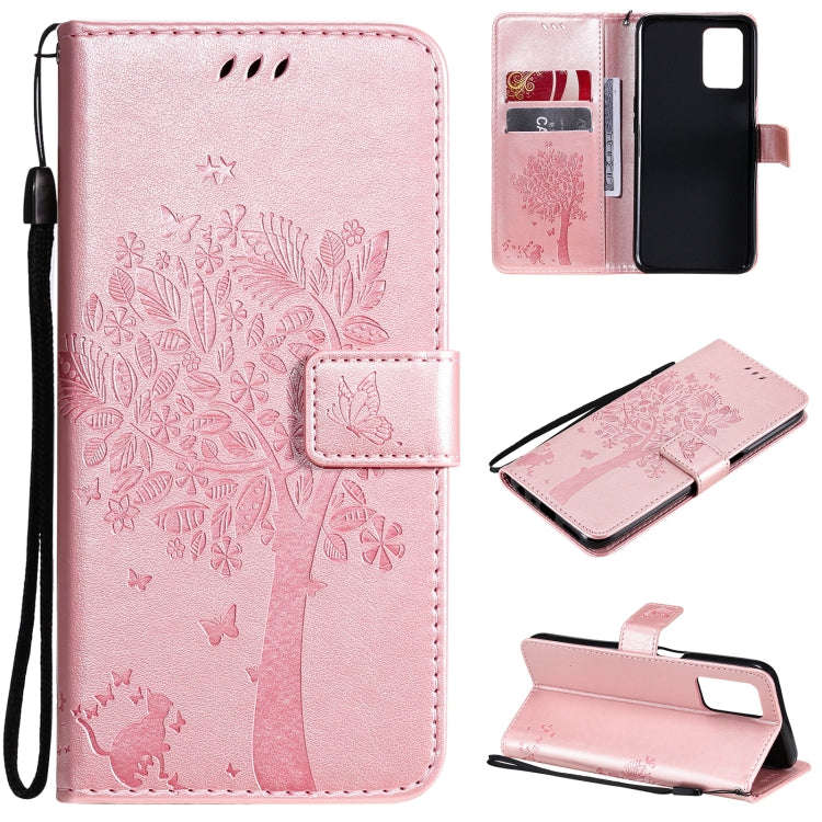Tree & Cat Pattern Pressed Printing Horizontal Flip PU Leather Case with Holder & Card Slots & Wa...