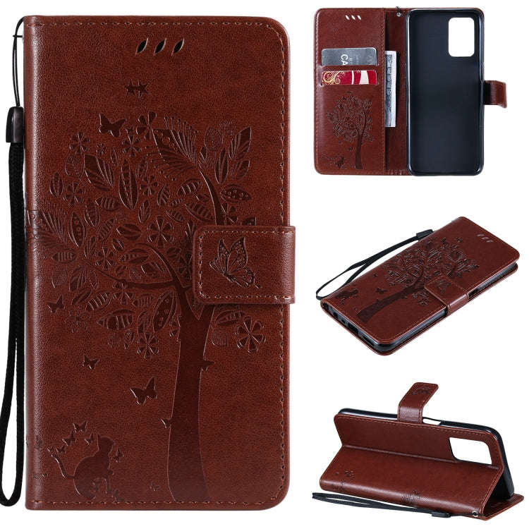 Tree & Cat Pattern Pressed Printing Horizontal Flip PU Leather Case with Holder & Card Slots & Wa...