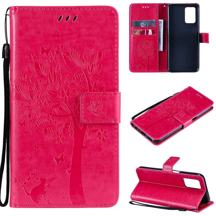 Tree & Cat Pattern Pressed Printing Horizontal Flip PU Leather Case with Holder & Card Slots & Wa...