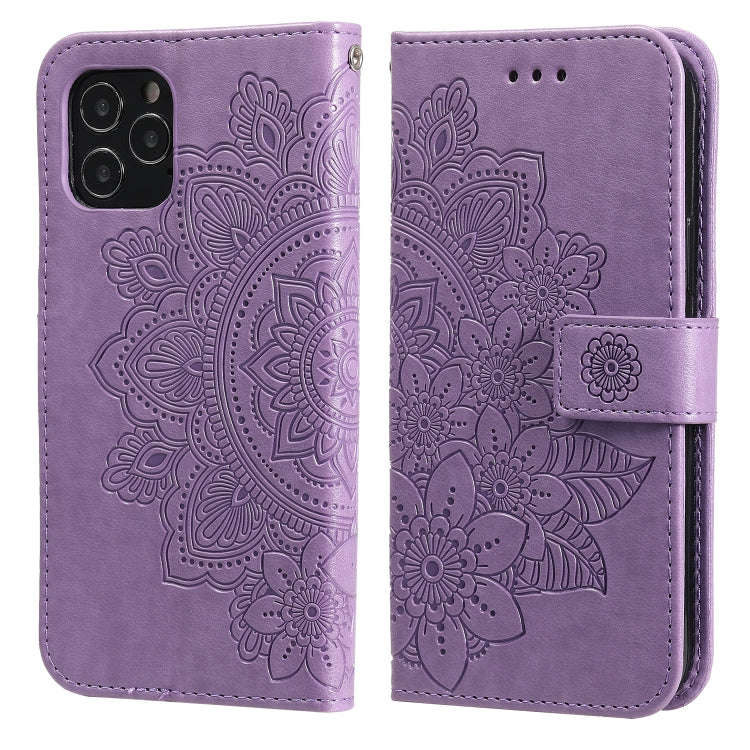 7-petal Flowers Embossing Pattern Horizontal Flip PU Leather Case with Holder & Card Slots & Wall...