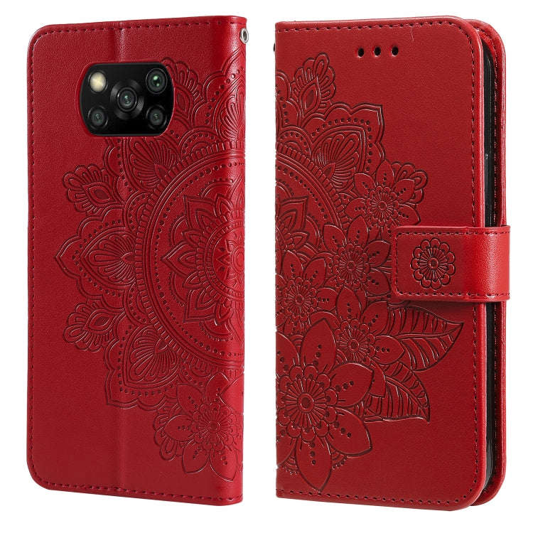 7-petal Flowers Embossing Pattern Horizontal Flip PU Leather Case with Holder & Card Slots & Wall...