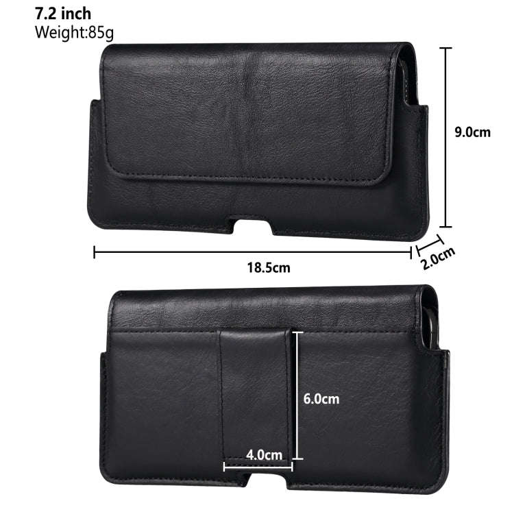 Universal Cow Leather Horizontal Mobile Phone Leather Case Waist Bag For 7.2 inch and Below Phone...