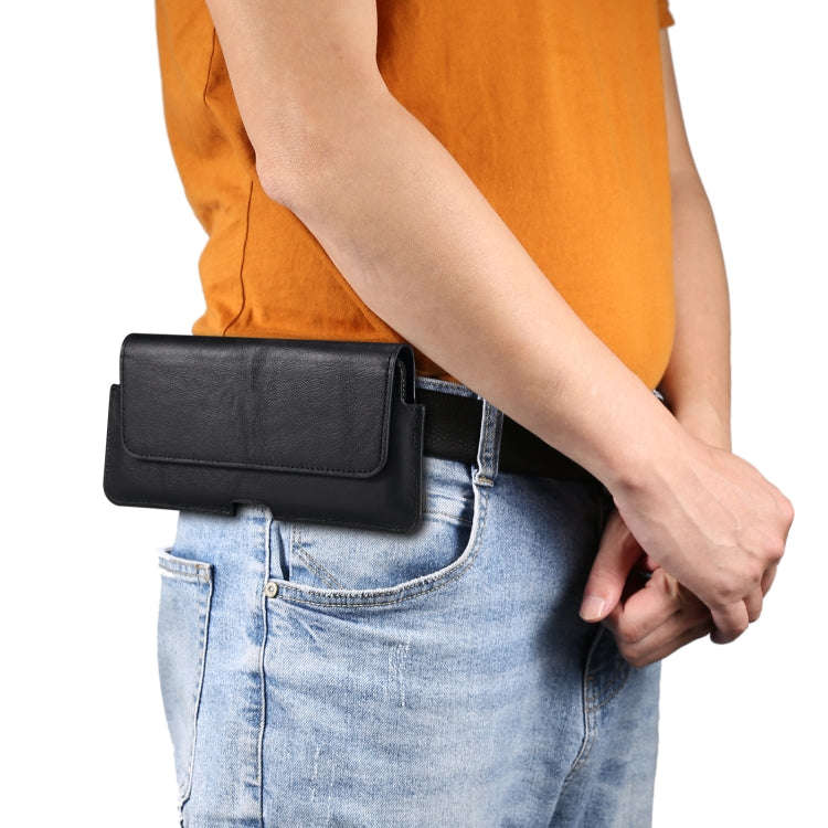 Universal Cow Leather Horizontal Mobile Phone Leather Case Waist Bag For 7.2 inch and Below Phone...