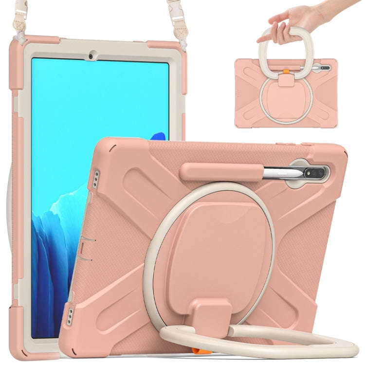 Silicone + PC Protective Case with Holder & Shoulder Strap, For Samsung Galaxy Tab S8+ / Tab S8 P...