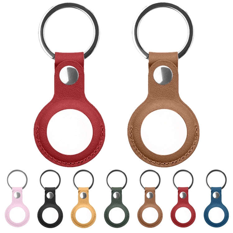 Mutural PU Leather Protective Case with Key Ring for AirTag 2nd Gen / AirTag 1st Gen