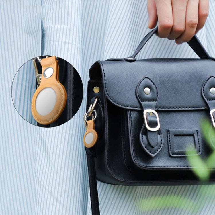 Mutural PU Leather Protective Case with Key Ring for AirTag 2nd Gen / AirTag 1st Gen