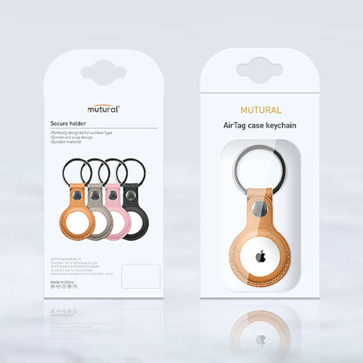 Mutural PU Leather Protective Case with Key Ring for AirTag 2nd Gen / AirTag 1st Gen