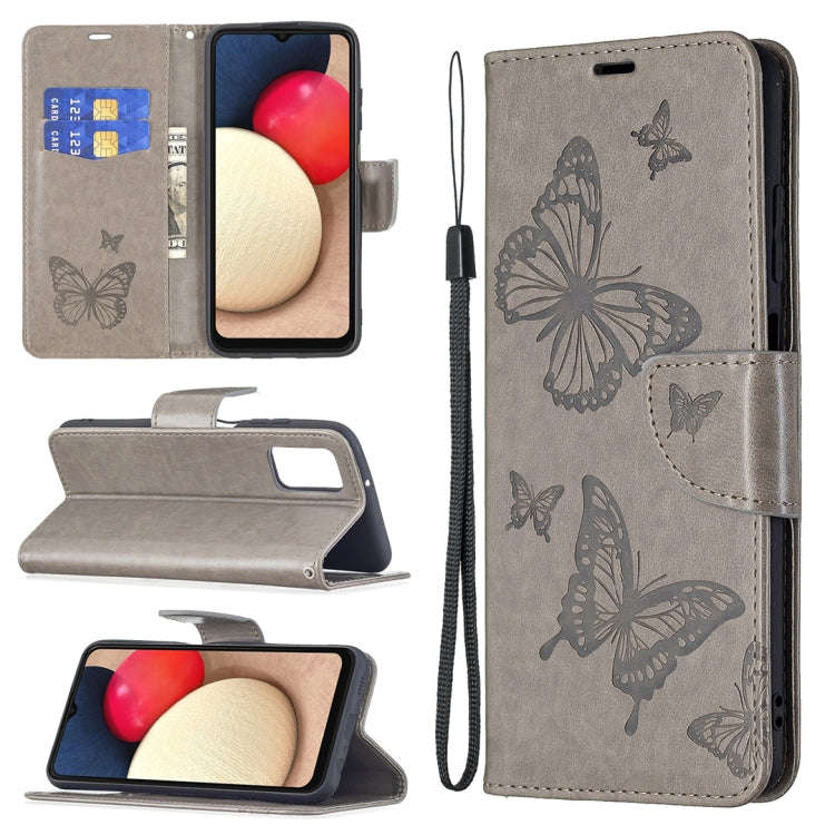Embossing Two Butterflies Pattern Horizontal Flip PU Leather Case with Holder & Card Slot & Walle...
