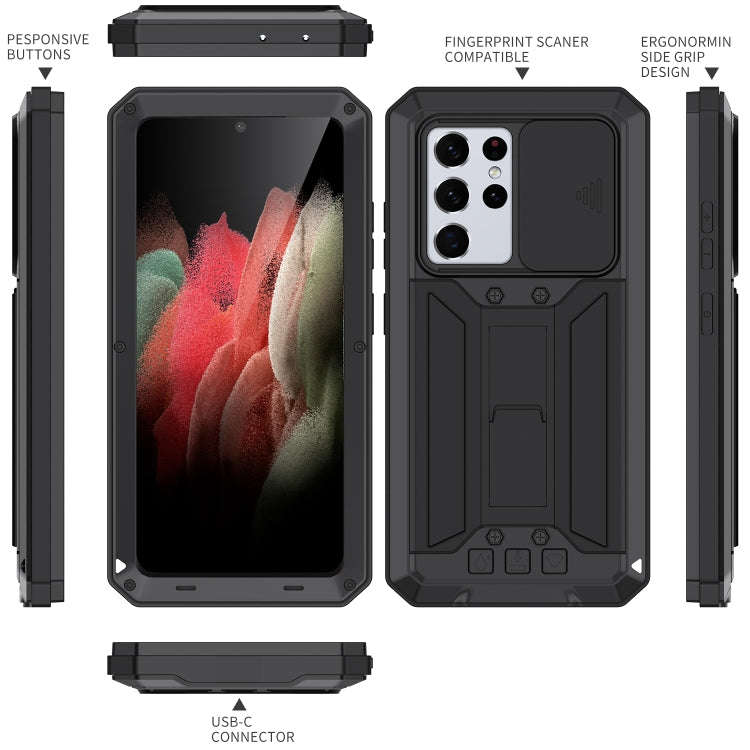 R-JUST Sliding Lens Cover Shockproof Dustproof Waterproof Metal + Silicone Case with Invisible Ho...