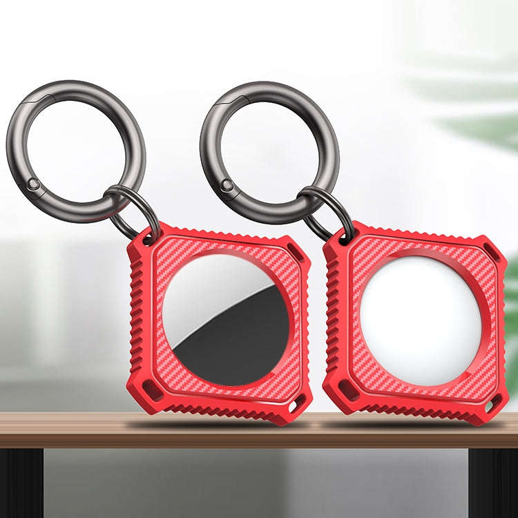Four Square Carbon Fiber Case with Keychain Ring For AirTag 2nd Gen / AirTag 1st Gen