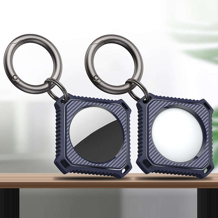 Four Square Carbon Fiber Case with Keychain Ring For AirTag 2nd Gen / AirTag 1st Gen