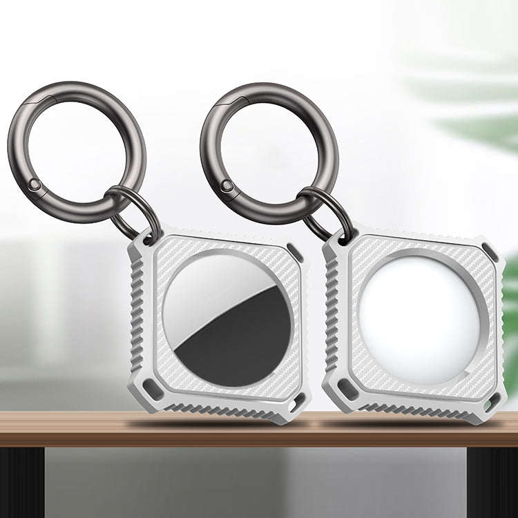 Four Square Carbon Fiber Case with Keychain Ring For AirTag 2nd Gen / AirTag 1st Gen