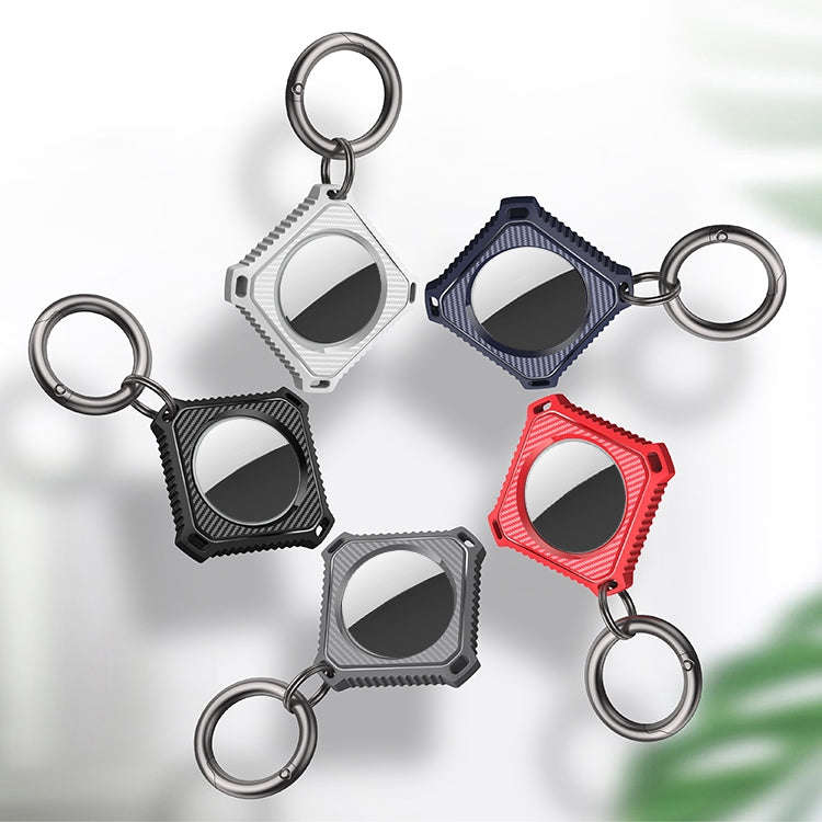 Four Square Carbon Fiber Case with Keychain Ring For AirTag 2nd Gen / AirTag 1st Gen
