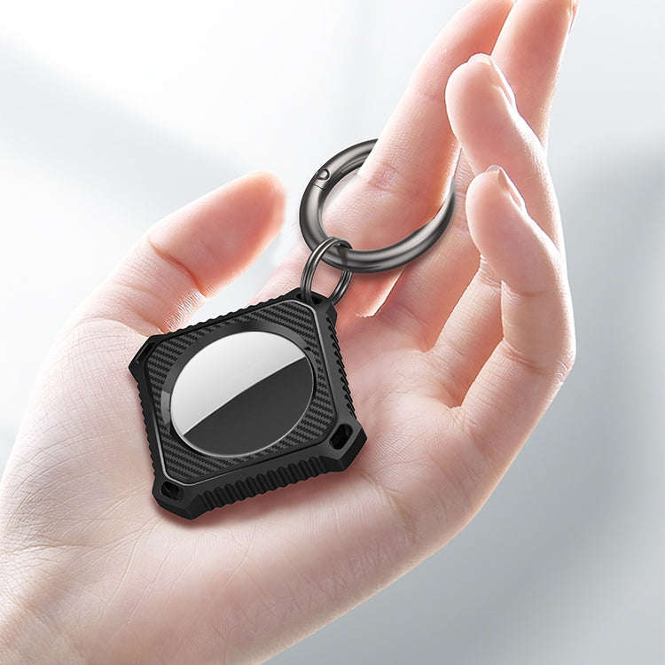 Four Square Carbon Fiber Case with Keychain Ring For AirTag 2nd Gen / AirTag 1st Gen