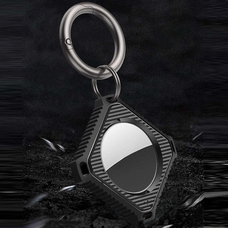 Four Square Carbon Fiber Case with Keychain Ring For AirTag 2nd Gen / AirTag 1st Gen