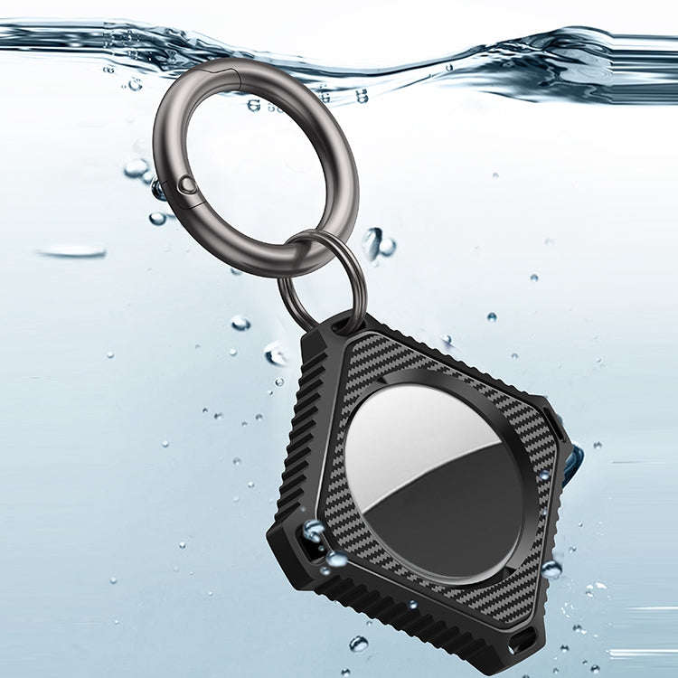 Four Square Carbon Fiber Case with Keychain Ring For AirTag 2nd Gen / AirTag 1st Gen