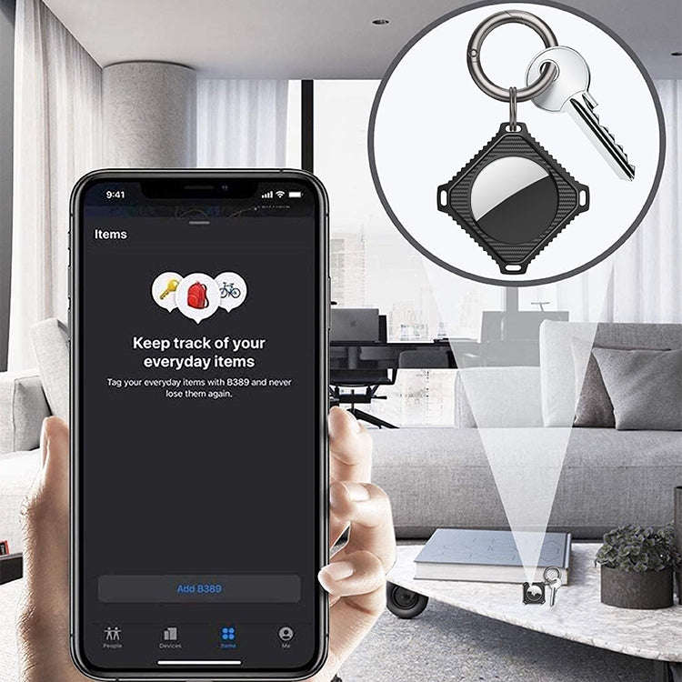 Four Square Carbon Fiber Case with Keychain Ring For AirTag 2nd Gen / AirTag 1st Gen