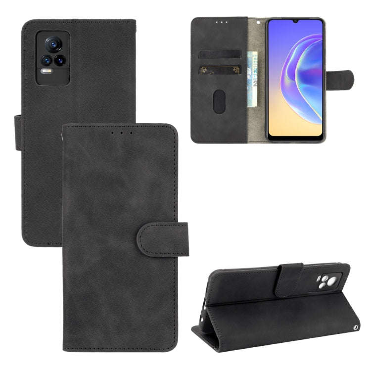 Solid Color Skin Feel Magnetic Buckle Horizontal Flip Calf Texture PU Leather Case with Holder & ...