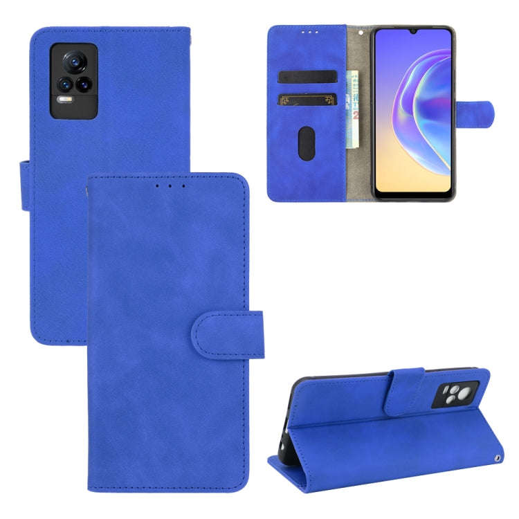 Solid Color Skin Feel Magnetic Buckle Horizontal Flip Calf Texture PU Leather Case with Holder & ...