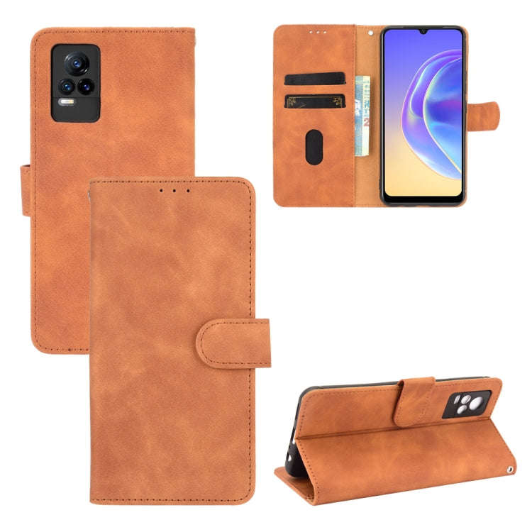 Solid Color Skin Feel Magnetic Buckle Horizontal Flip Calf Texture PU Leather Case with Holder & ...