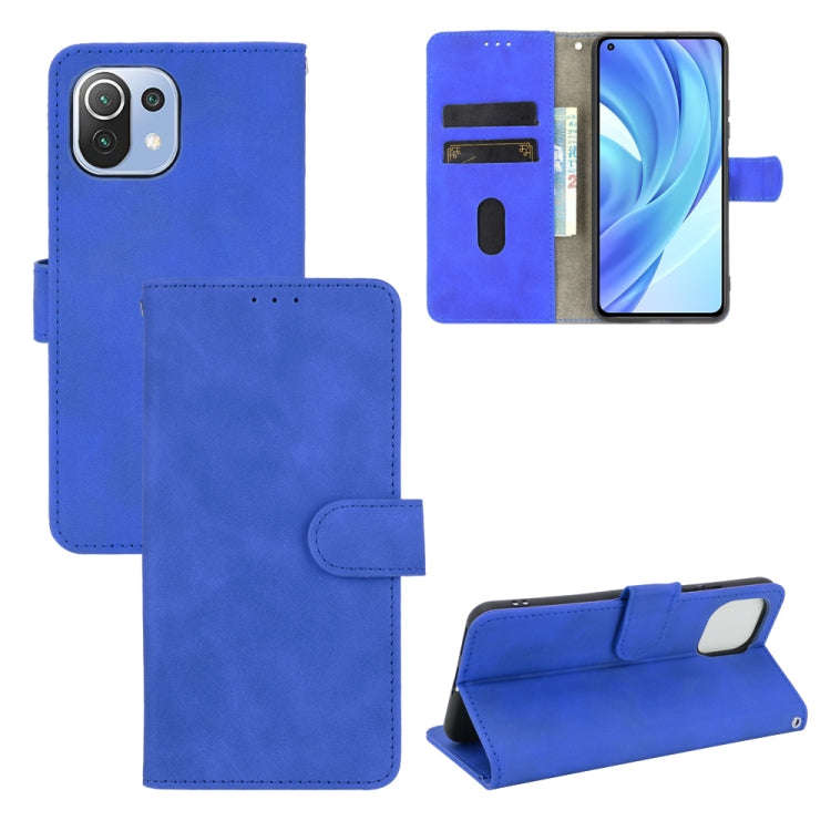 Solid Color Skin Feel Magnetic Buckle Horizontal Flip Calf Texture PU Leather Case with Holder & ...
