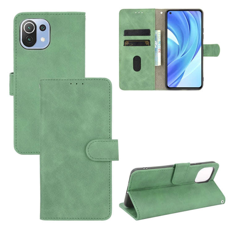Solid Color Skin Feel Magnetic Buckle Horizontal Flip Calf Texture PU Leather Case with Holder & ...