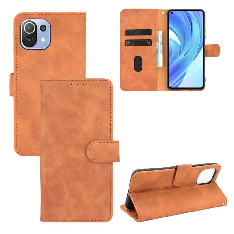 Solid Color Skin Feel Magnetic Buckle Horizontal Flip Calf Texture PU Leather Case with Holder & ...