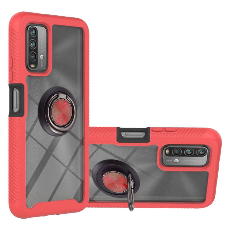 Starry Sky Solid Color Series Shockproof PC + TPU Protective Case with Ring Holder & Magnetic Fun...