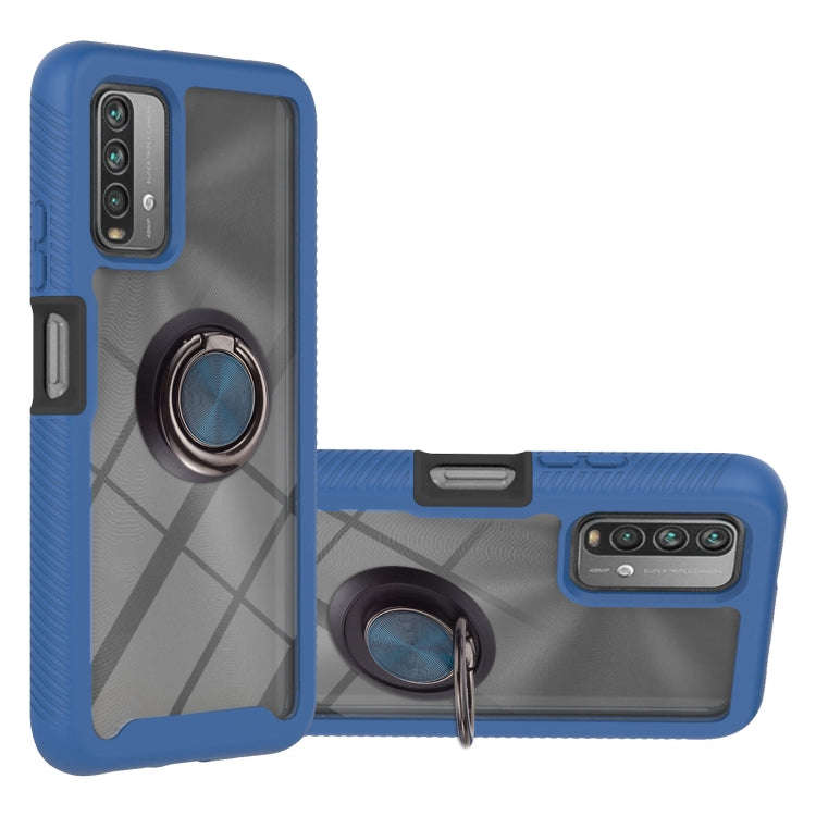 Starry Sky Solid Color Series Shockproof PC + TPU Protective Case with Ring Holder & Magnetic Fun...