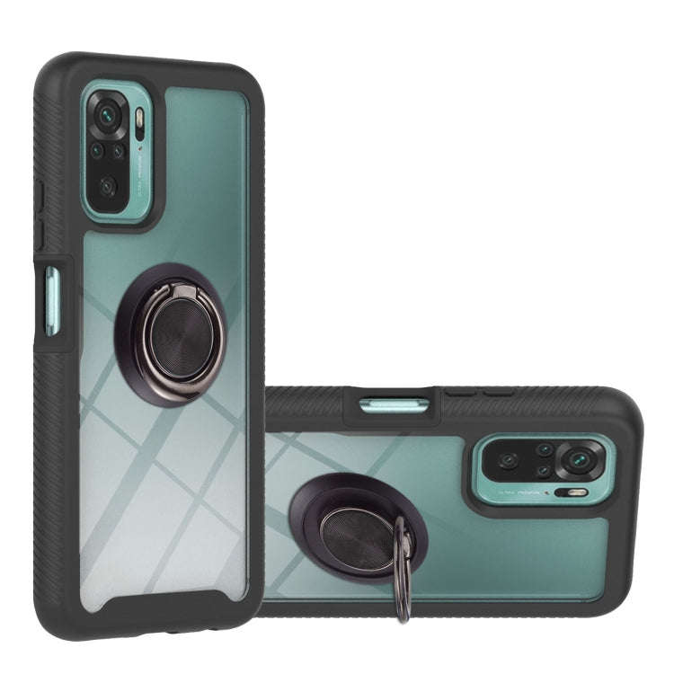 Starry Sky Solid Color Series Shockproof PC + TPU Protective Case with Ring Holder & Magnetic Fun...
