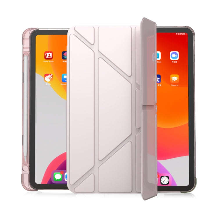 Multi-folding Horizontal Flip PU Leather + TPU Aitbag Shockproof Half Paste Case with Holder & Pe...
