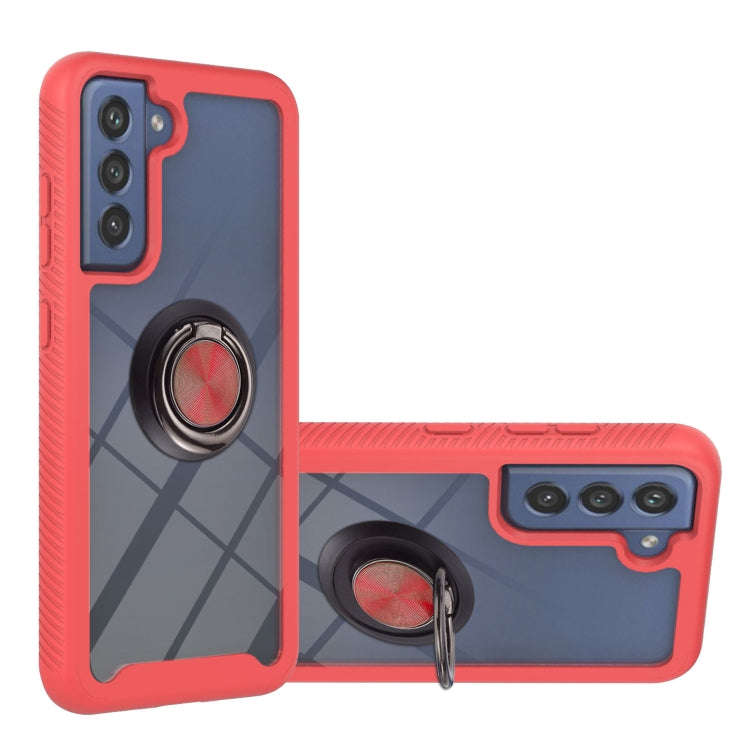 Starry Sky Solid Color Series Shockproof PC + TPU Protective Case with Ring Holder & Magnetic Fun...
