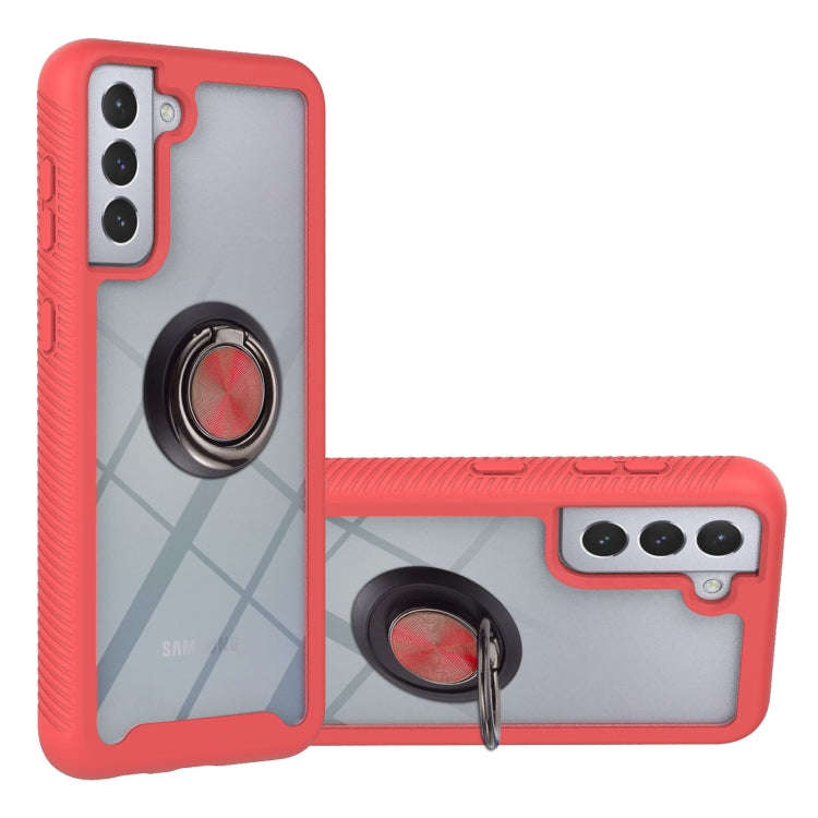 Starry Sky Solid Color Series Shockproof PC + TPU Protective Case with Ring Holder & Magnetic Fun...