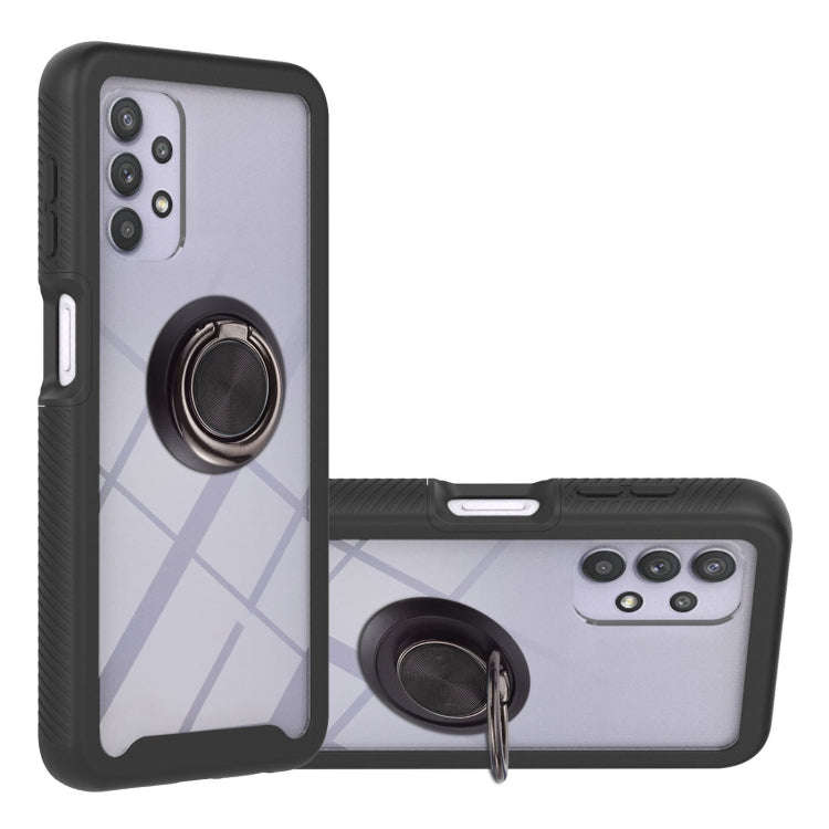 Starry Sky Solid Color Series Shockproof PC + TPU Protective Case with Ring Holder & Magnetic Fun...