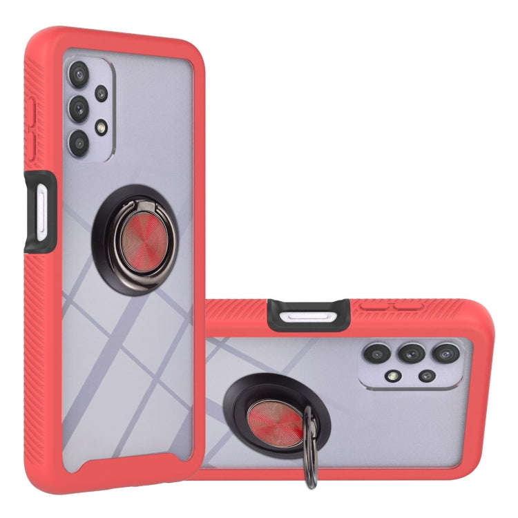 Starry Sky Solid Color Series Shockproof PC + TPU Protective Case with Ring Holder & Magnetic Fun...