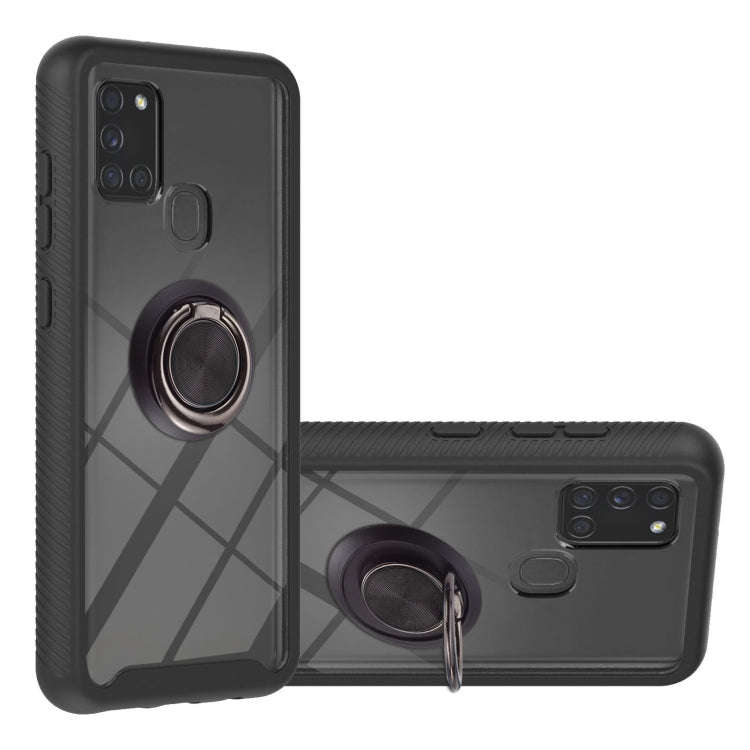 Starry Sky Solid Color Series Shockproof PC + TPU Protective Case with Ring Holder & Magnetic Fun...