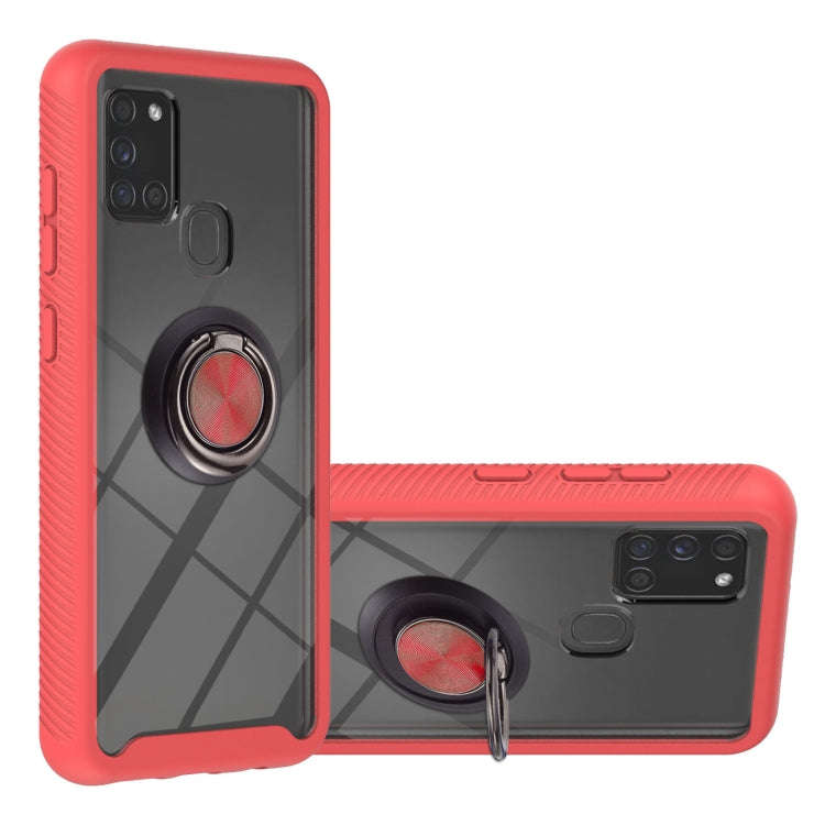 Starry Sky Solid Color Series Shockproof PC + TPU Protective Case with Ring Holder & Magnetic Fun...