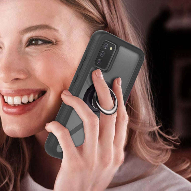 Starry Sky Solid Color Series Shockproof PC + TPU Protective Case with Ring Holder & Magnetic Fun...