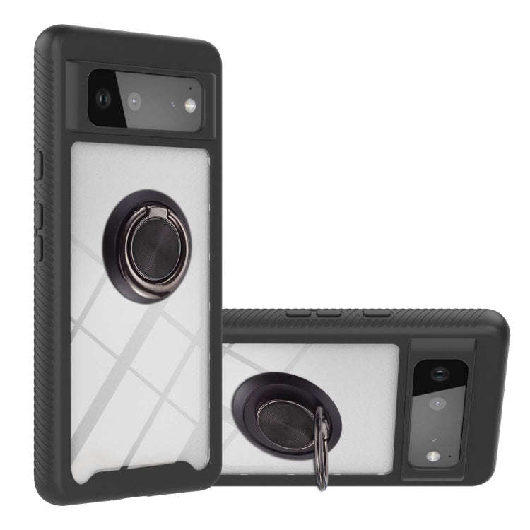 Starry Sky Solid Color Series Shockproof PC + TPU Protective Case with Ring Holder & Magnetic Fun...