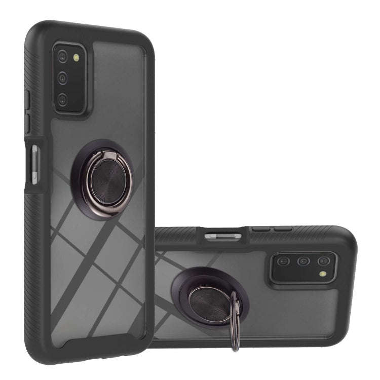 Starry Sky Solid Color Series Shockproof PC + TPU Protective Case with Ring Holder & Magnetic Fun...