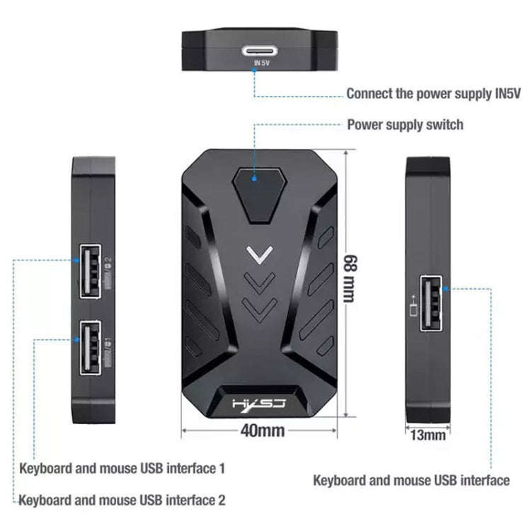 HXSJ V100+J900+P8 One-handed Keyboard + Programming Gaming Mouse + Keyboard Mouse Converter Set, ...