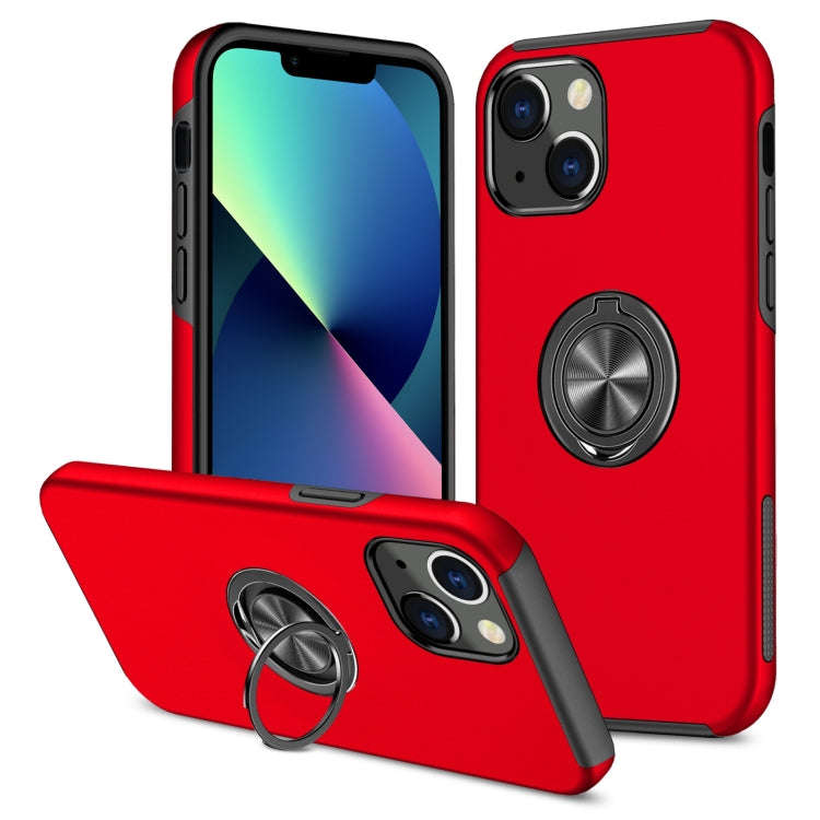PC + TPU Shockproof Magnetic Protective Case with Invisible Ring Holder, For iPhone 13 mini, For ...