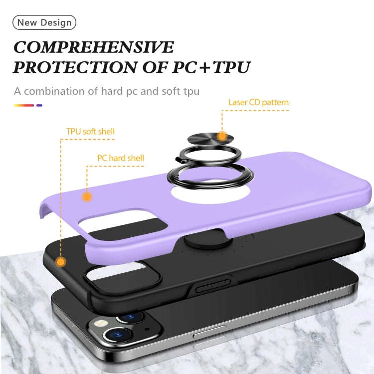 PC + TPU Shockproof Magnetic Protective Case with Invisible Ring Holder, For iPhone 13 mini, For ...